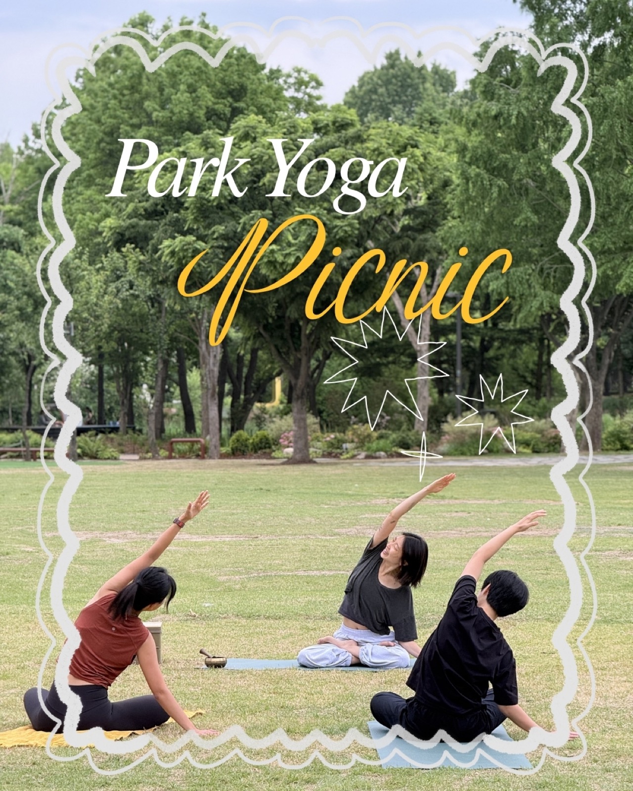 Yoga practice by the Han River at sunrise