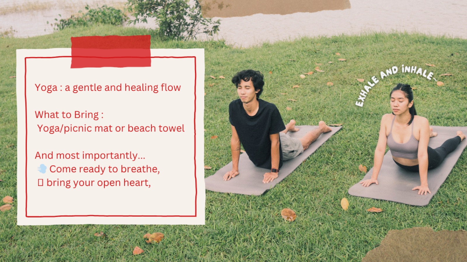 Instructor guiding a stretch during morning yoga